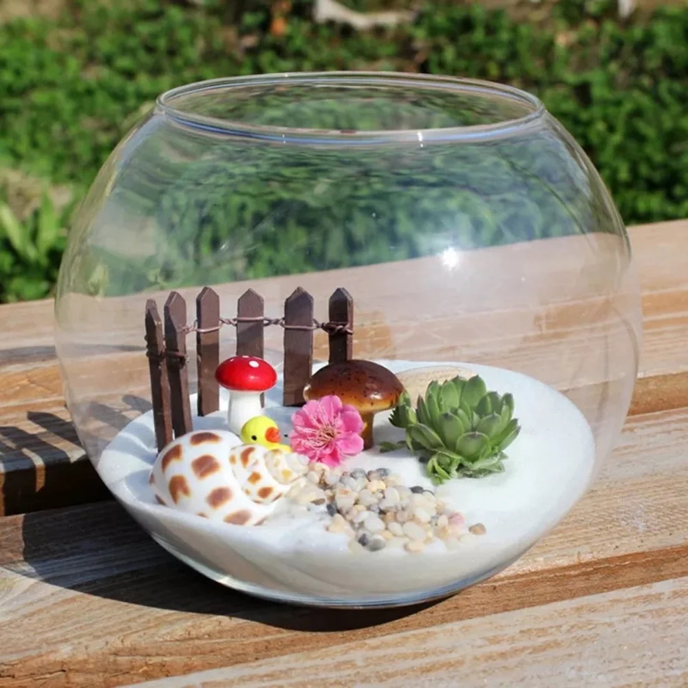 Clear Round Standing Makrame Hanging Bowl Flower Vase Glass Jar Candle Holder